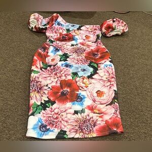 NWT! ASOS Women's Sz 12 Floral Puff Sleeve Dress